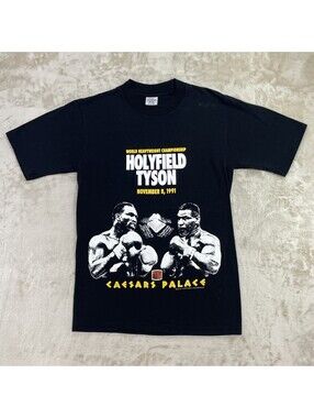 Vintage 1991 Mike Tyson/Evander Holyfield World Heavyweight Champion Tee Mens L